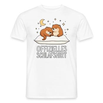 Chemise de nuit officielle Otter Pair - T-shirt homme - blanc - Devant - AI Model Male 178 dark (178cm)