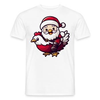 Poulet Père Noël dessin animé - T-shirt homme - blanc - Devant - AI Model Male 178 dark (178cm)