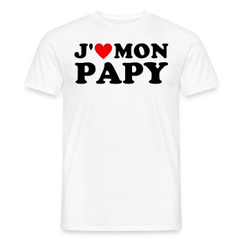 J' aime mon papy cadeau grand-père coeur rouge - T-shirt homme - blanc - Devant - AI Model Male 178 dark (178cm)