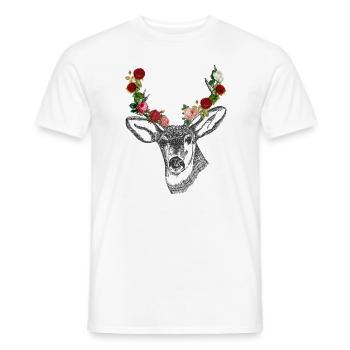 Deer roses antler gift idea - Men's T-Shirt - white - Front - AI Model Male 178 dark (178cm)