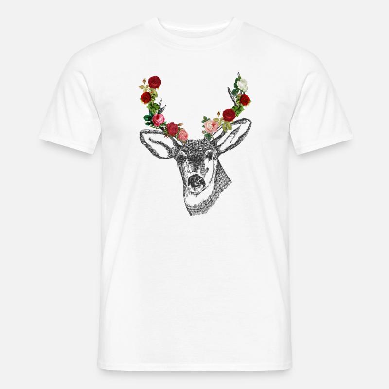 Hirsch Rosen Geweih Geschenkidee - Männer T-Shirt - Weiß