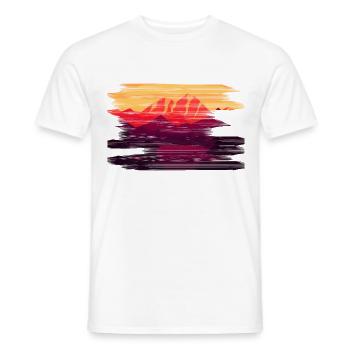 Landscape mountains painting gift idea - Men's T-Shirt - white - Front - AI Model Male 178 dark (178cm)