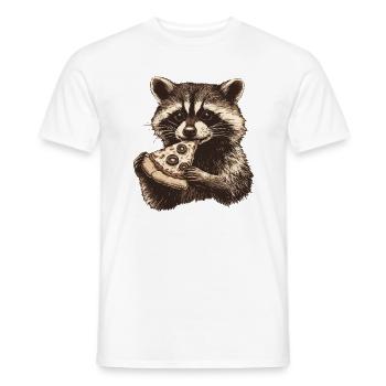 Raton laveur mangeant de la pizza - T-shirt homme - blanc - Devant - AI Model Male 178 dark (178cm)