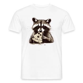 Raton laveur mangeant de la pizza - T-shirt homme - blanc - Devant - AI Model Male 178 dark (178cm)