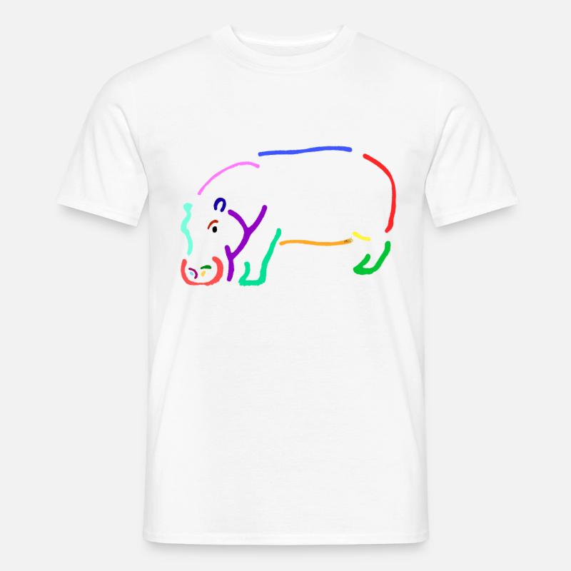 Nilpferd in bunt - Männer T-Shirt - Weiß