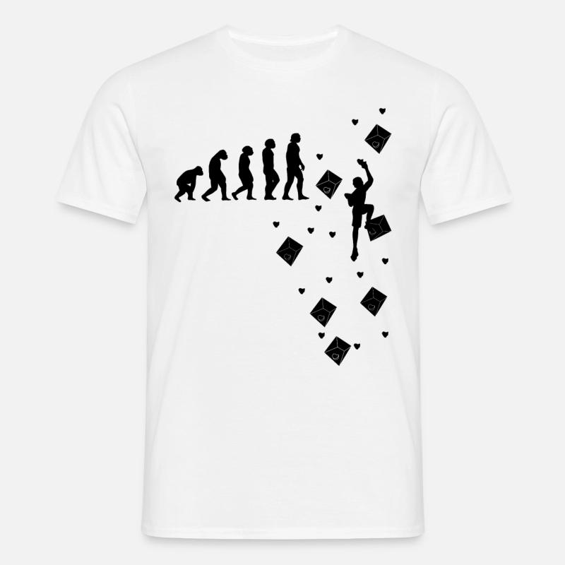 Klettern Bouldern Bergsteigen Evolution Kletterer - Männer T-Shirt - Weiß