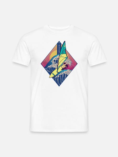 Windsurfing Segel Surfbrett Windsurfen Vaporwave - Männer T-Shirt - Weiß