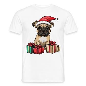 Bouledogue Français Chien Noël - T-shirt homme - blanc - Devant - AI Model Male 178 dark (178cm)