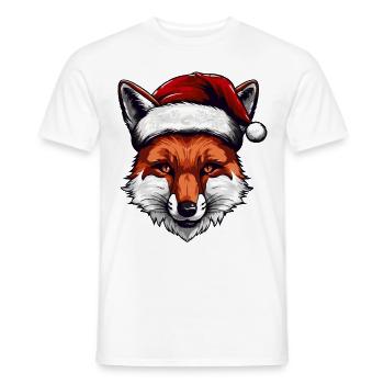 Fox Head Christmas Portrait - Men's T-Shirt - white - Front - AI Model Male 178 dark (178cm)