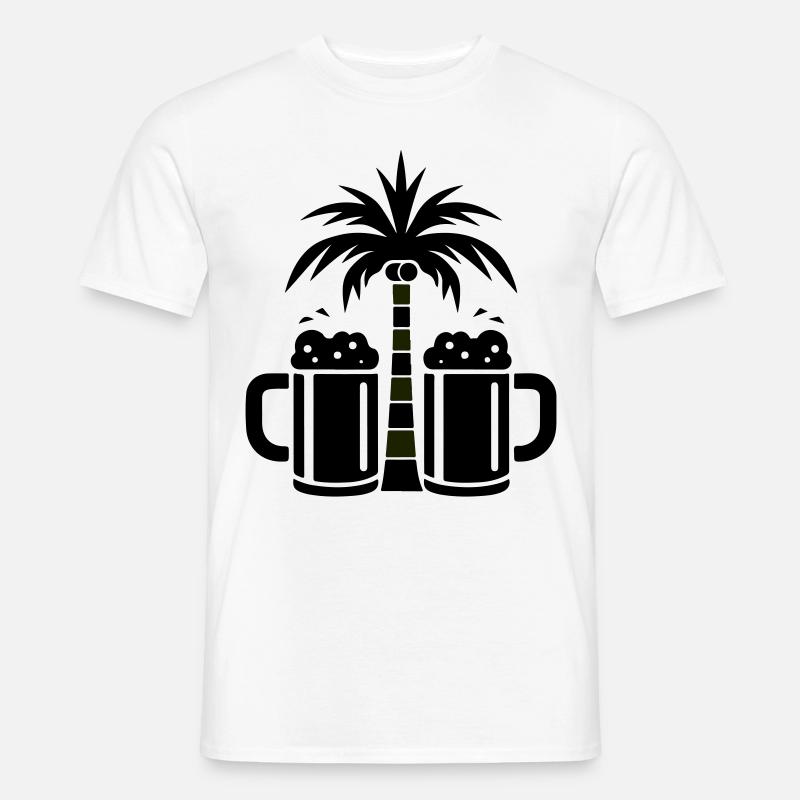 Bier Palmen Strand - Männer T-Shirt - Weiß