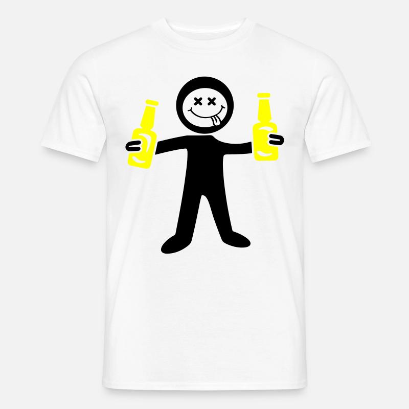Bier Strichmännchen - Männer T-Shirt - Weiß