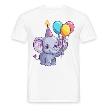 Elephant Birthday Comic - Men's T-Shirt - white - Front - AI Model Male 178 dark (178cm)