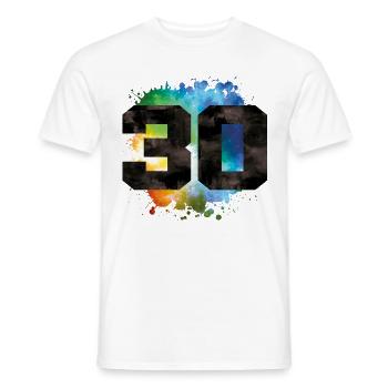 30 Number - Men's T-Shirt - white - Front - AI Model Male 178 dark (178cm)
