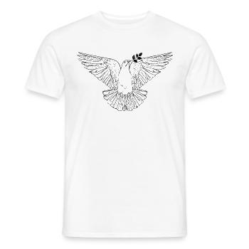 Dove of Peace Drawing Black Lines - Men's T-Shirt - white - Front - AI Model Male 178 dark (178cm)