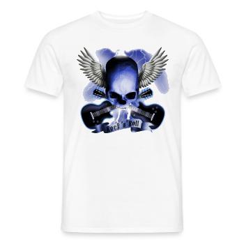skull_and_wings_and_guitars_b - T-shirt homme - blanc - Devant - AI Model Male 178 dark (178cm)