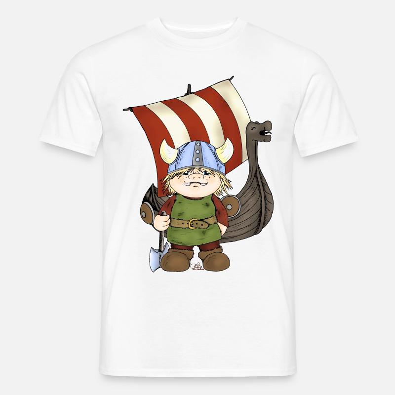 Wikinger Erik mit Schiff - Männer T-Shirt - Weiß