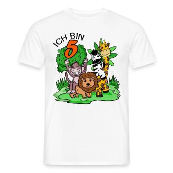Ich bin 5 - 5. Geburtstag - Niedliche Tiere - Männer T-Shirt - Weiß - Vorne - AI Model Male 178 dark (178cm)