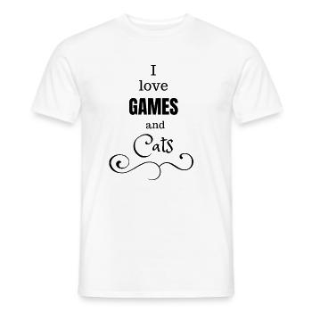 Gaming Gamer Girl Games Cats Katze Zocken Geschenk - Männer T-Shirt - Weiß - Vorne - AI Model Male 178 dark (178cm)