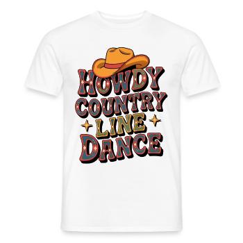 Howdy Line Dance Country colorful line dance design - Men's T-Shirt - white - Front - AI Model Male 178 dark (178cm)