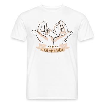 c'est un fille, fête de genre / fille de naissance - T-shirt homme - blanc - Devant - AI Model Male 178 dark (178cm)