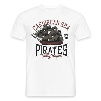Karibische Piraten Segelschiff Jolly Roger - Männer T-Shirt - Weiß - Vorne - AI Model Male 178 dark (178cm)
