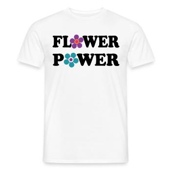 Flower Power Hippie Festival Woodstock des années 60 à 70 - T-shirt homme - blanc - Devant - AI Model Male 178 dark (178cm)