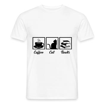 Coffee cat books - Men's T-Shirt - white - Front - AI Model Male 178 dark (178cm)