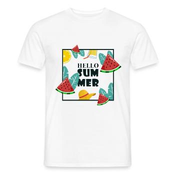 Summer - Men's T-Shirt - white - Front - AI Model Male 178 dark (178cm)