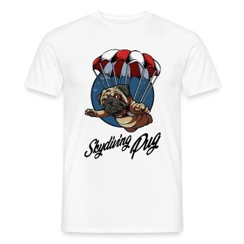 Fallschirmspringen Mops Hundeliebhaber Geschenk - Männer T-Shirt - Weiß - Vorne - AI Model Male 178 dark (178cm)