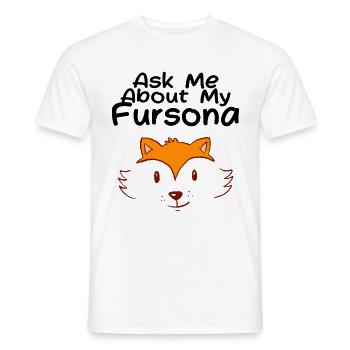 Demandez-moi à propos de mon Fursona Furry Fandom Fox Fox C - T-shirt homme - blanc - Devant - AI Model Male 178 dark (178cm)