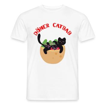 Faule Katze Liegt auf den Döner Kebab ( Catbab ) - Männer T-Shirt - Weiß - Vorne - AI Model Male 178 dark (178cm)