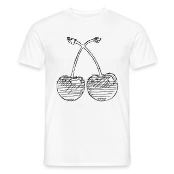 Art de lin hachuré deux cerises - T-shirt homme - blanc - Devant - AI Model Male 178 dark (178cm)