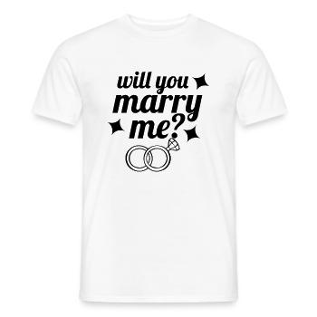 Demande en mariage Fiançailles | Demande de mariage - T-shirt homme - blanc - Devant - AI Model Male 178 dark (178cm)