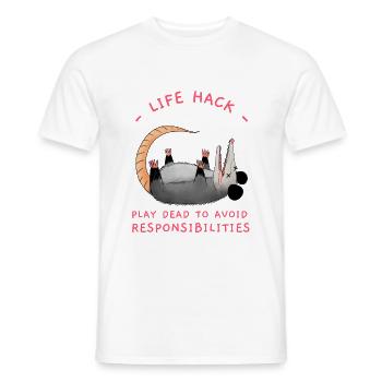 Play Dead To Avoid Responsibilities, Funny Opossum - Männer T-Shirt - Weiß - Vorne - AI Model Male 178 dark (178cm)