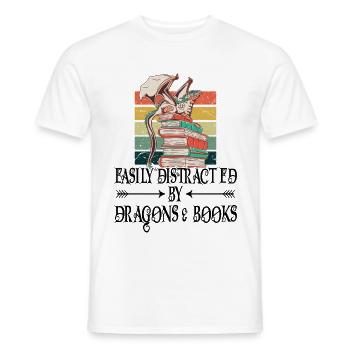 Dragons Bücher Drachen Lesen - Männer T-Shirt - Weiß - Vorne - AI Model Male 178 dark (178cm)