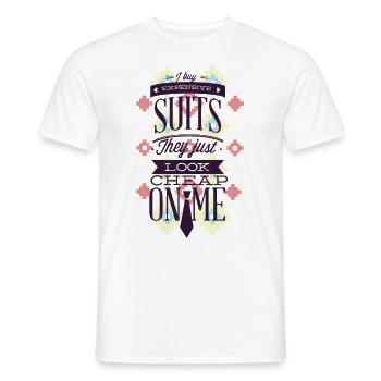 J'achète des costumes coûteux - Cadeau drôle - T-shirt homme - blanc - Devant - AI Model Male 178 dark (178cm)