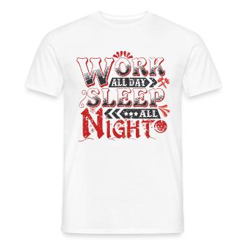 Sommeil de travail difficile détendu - T-shirt homme - blanc - Devant - AI Model Male 178 dark (178cm)