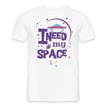 I need my Space - Lustiges Geschenk - Männer T-Shirt - Weiß - Vorne - AI Model Male 178 dark (178cm)