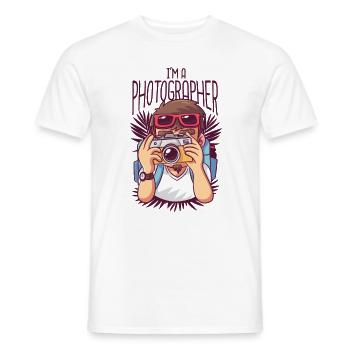 Photographer Caricature - Illustration Gift - Men's T-Shirt - white - Front - AI Model Male 178 dark (178cm)