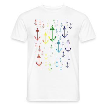 Anker in Miesmuschelartwuermchen Regenbogenfarben - Männer T-Shirt - Weiß - Vorne - AI Model Male 178 dark (178cm)