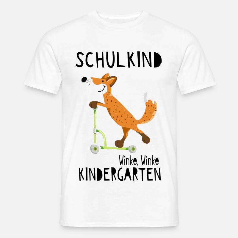 Schulkind und winke Kindergarten - Einschulung - Männer T-Shirt - Weiß