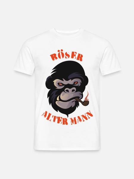 Rauchender Gorilla Kopf Grafik böser alter Mann - Männer T-Shirt - Weiß