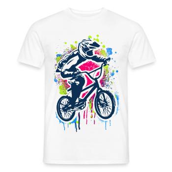 | de vélo Bmx coloré | de cyclisme Bmx Vélo Bmx - T-shirt homme - blanc - Devant - AI Model Male 178 dark (178cm)
