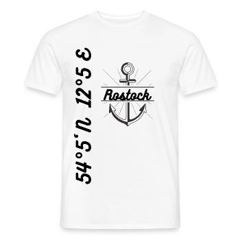Rostock Koordinaten Ostsee Maritim - Männer T-Shirt - Weiß - Vorne - AI Model Male 178 dark (178cm)