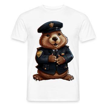 Police des castors - T-shirt homme - blanc - Devant - AI Model Male 178 dark (178cm)