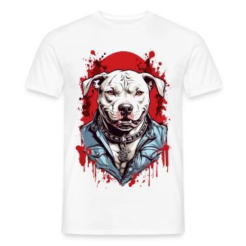 Dog breed Pitbulls - Men's T-Shirt - white - Front - AI Model Male 178 dark (178cm)
