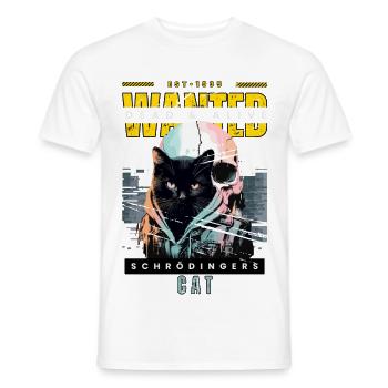 Schrödinger's Cat - Wanted Dead and Alive - Men's T-Shirt - white - Front - AI Model Male 178 dark (178cm)