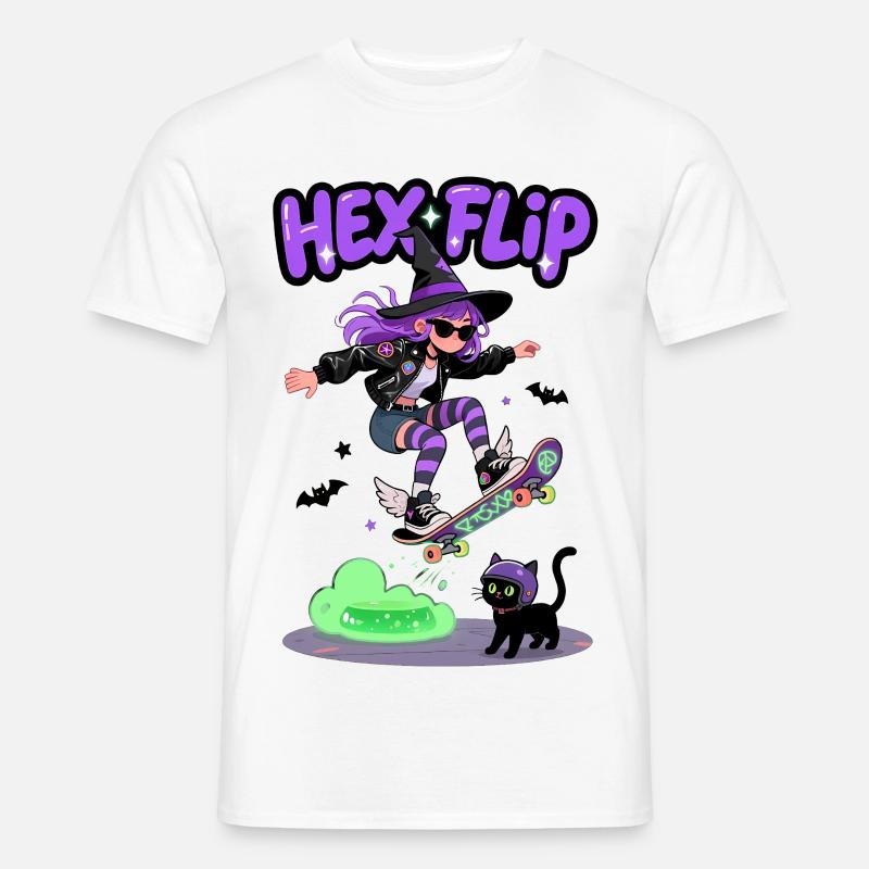 Hex Flip Witch Conception de planche à roulettes - T-shirt homme - blanc