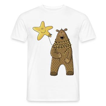 Ours avec étoile et guirlandes lumineuses - T-shirt homme - blanc - Devant - AI Model Male 178 dark (178cm)