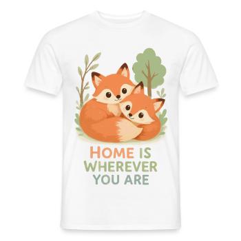 Cute fox couple in the forest - Men's T-Shirt - white - Front - AI Model Male 178 dark (178cm)